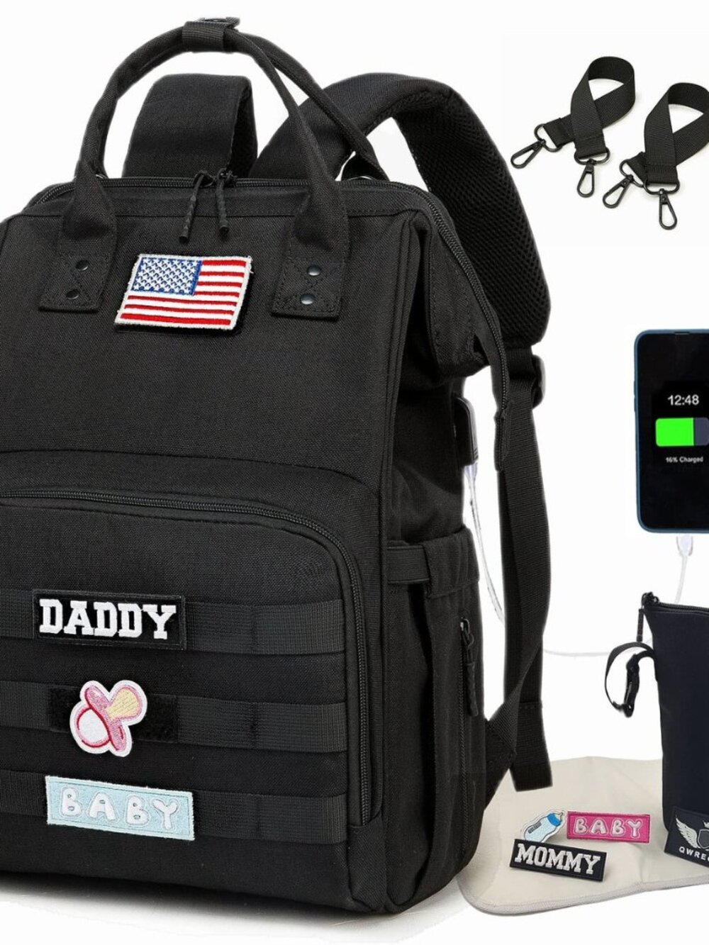 Diaper Bag Backpack for Dad and Mom with USB Charging Port Stroller Straps and